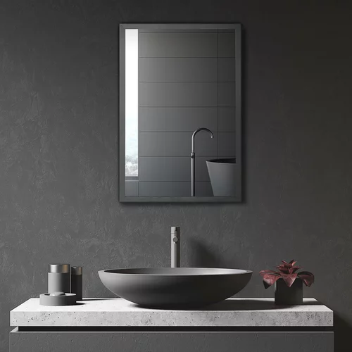 Kleankin Kopalniško ogledalo iz nerjavečega jekla s tremi policami, stenska omarica za kopalnico z mehkim zapiranjem, 40x12x60cm, črna, (20710843)