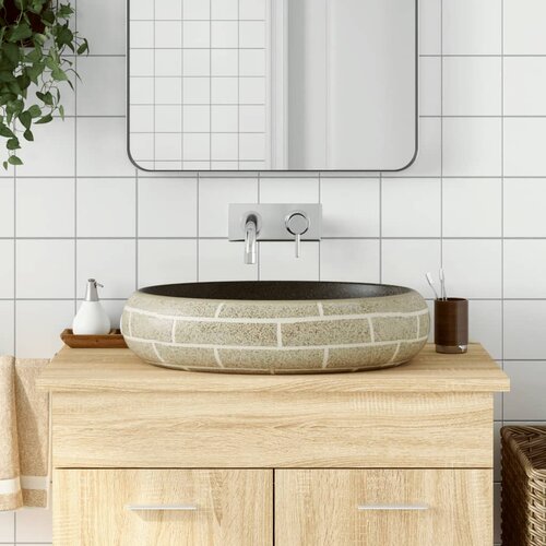  The Living Store Nadpultni umivalnik večbarven ovalni 59x40x15 cm keramika - Nadpultni Umivalnik, (21448117) Cene