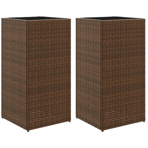 VidaXL Vrtna korita 2 kosa rjava 40x40x80 cm poli ratan, (21317195) Slike