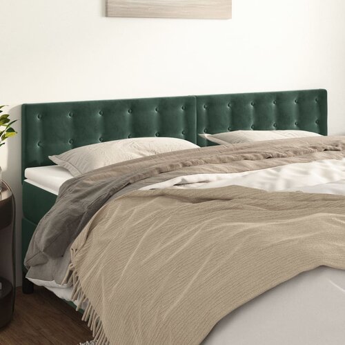 vidaXL Posteljno vzglavje 2 kosa temno zeleno 90x5x78/88 cm žamet Cene
