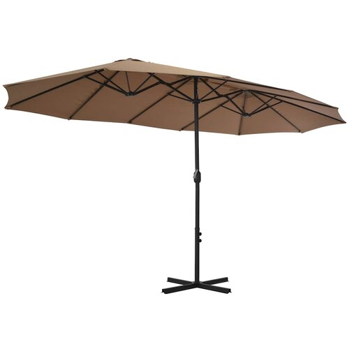  suncobran s aluminijskim stupom 460 x 270 cm smeđesivi Slike