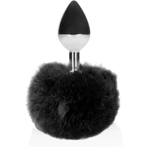 Ouch Bunny Tail with Metal Butt Plug Black