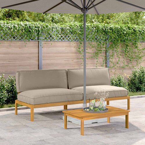  Set sofe Sivo-smeđa 240 x 92 x 69 cm Čvrsto drvo akacije Cijene