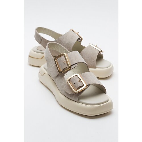 LuviShoes FURIS Women&amp;#039;s Beige Suede Genuine Leather Sandals Slike