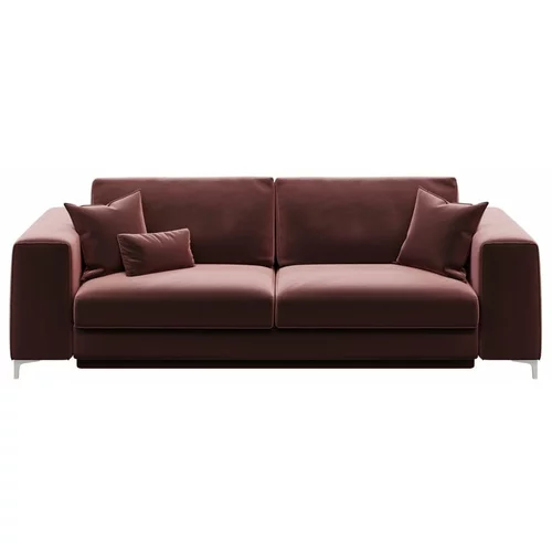 devichy tamnoružičasti baršunasti kauč na razvlačenje Rothe, 256 cm