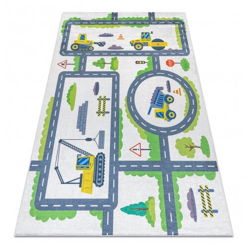 RugsX BAMBINO 2338 pralna preproga Bager, ulice za otroke protizdrsna - belo / zelena 120x170 cm, (5000176919) Cene