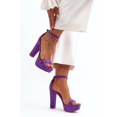 Kesi Comfortable suede sandals with high heels, Purple Essence Slike