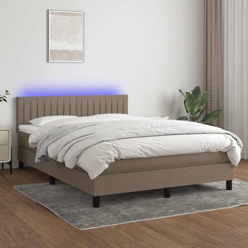  box spring s madracem LED smeđesivi 140x190 cm tkanina Cijene
