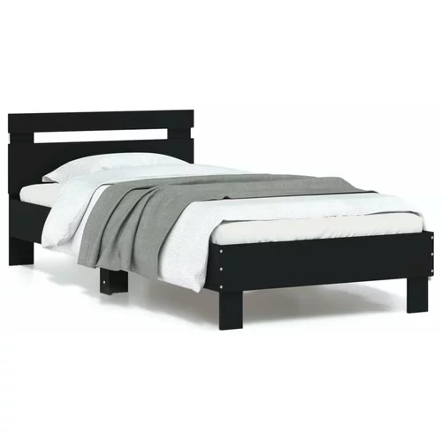  Okvir za krevet s uzglavljem i LED svjetlima crni 90x190 cm