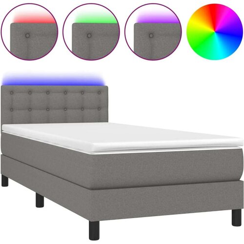  Box spring s madracem LED tamnosivi 90x190 cm tkanina Slike