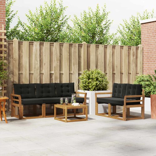  Set vanjskih sofa 6 kom. Prirodna i crna Cene