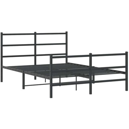 VidaXL Metalni okvir kreveta s uzglavljem i podnožjem crni 135x190 cm Slike