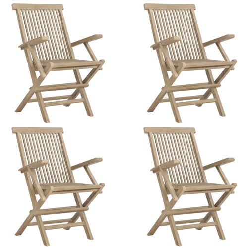 Maison Chic Zložljivi Vrtni Stoli - Stol za vrti 4 kosi sivi 56x61x89 cm trdna tikovina JS2877, (21876180) Slike