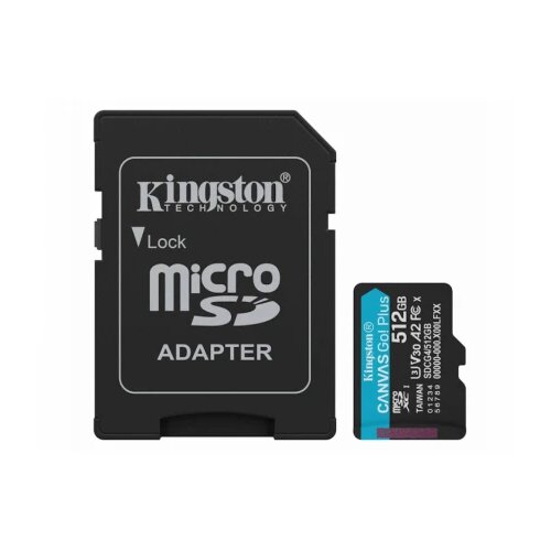 Kingston Memorijske kartice SDCG4/512GB/Canvas Go! Plus/microSD/200/160MB/s/+adapter Cene