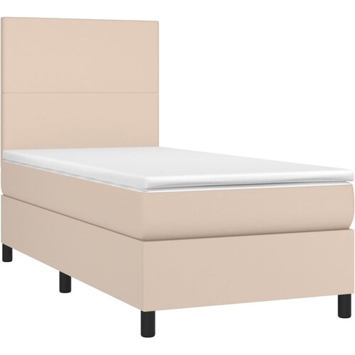  Krevet s oprugama i madrac cappuccino 100x200cm od umjetne kože Slike