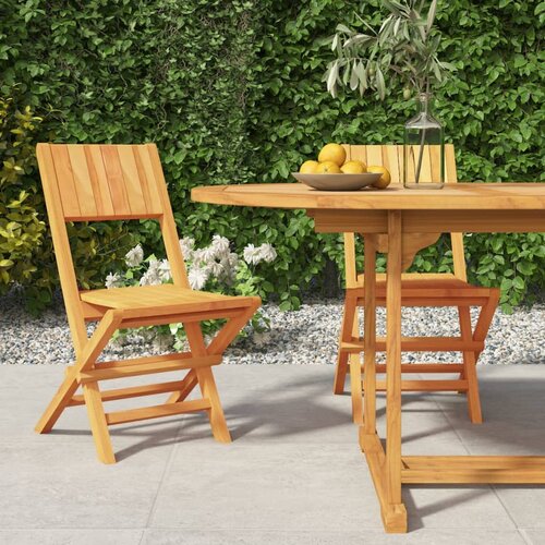 VidaXL Sklopive vrtne stolice 2 kom 47x61x90 cm od masivne tikovine Slike