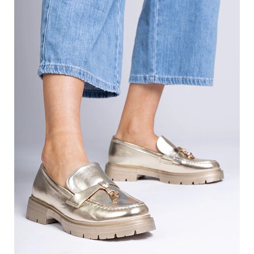 Gemre Golden elegant eco-leather loafers with embellishment Marsella Cijene