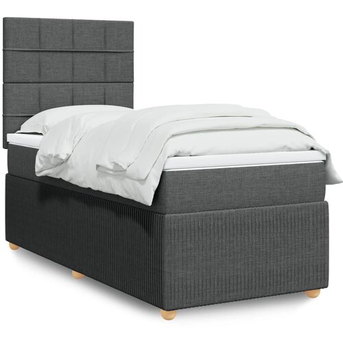 vidaXL Box spring postelja z vzmetnico temno siva 80x200 cm blago Cene