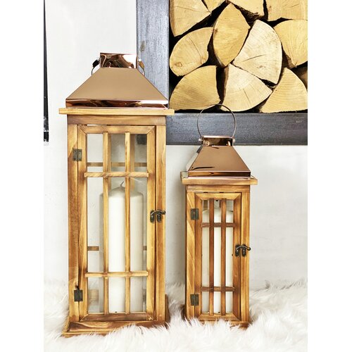 MAISON ADORABLE Set dva dekorativna fenjera, Bakar Cene