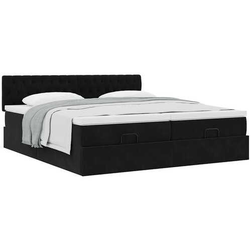 VidaXL otomanski okvir kreveta s madracima crni 180x200cm bar&amp;scaron;unasti Slike
