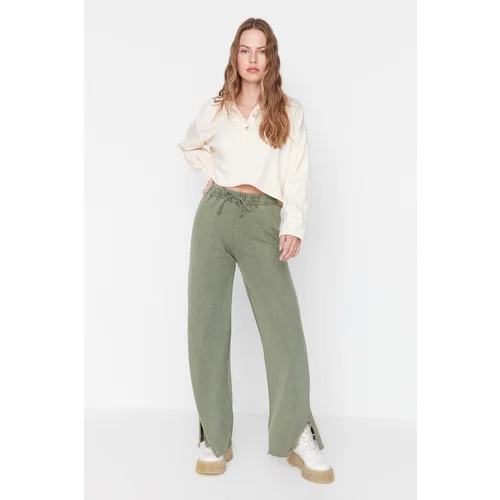 Trendyol Khaki Wash Wide Leg Thin Knitted Sweatpants