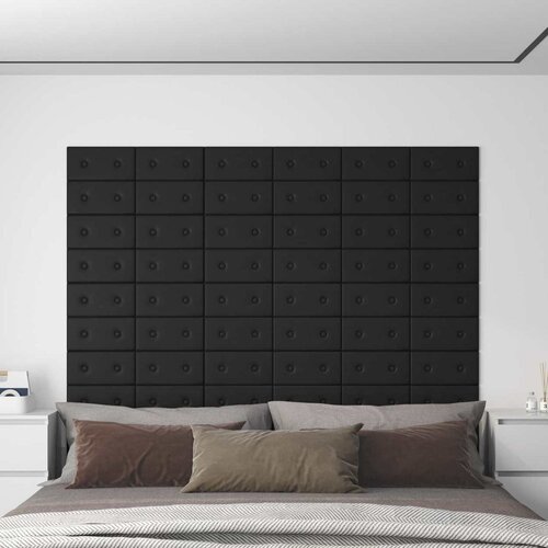  Zidna uzglavlja 12 pcs Crna 30 x 15 cm Lažna koža Cijene