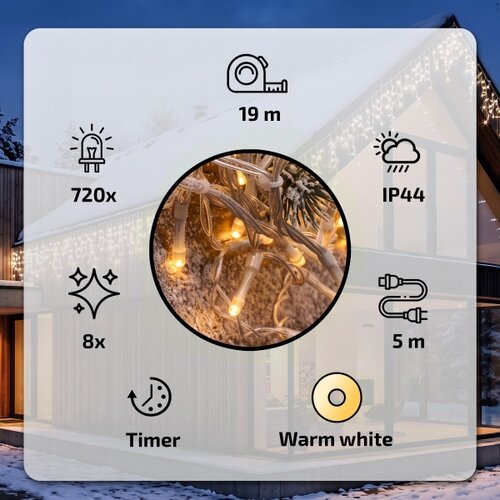 Brilagi LED spolja&amp;scaron;nji božićni lanac 720xLED/8 funkcija 24m IP44 topla bela ledenice Slike