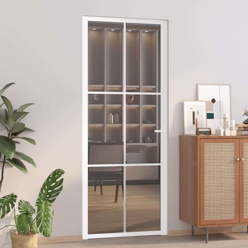  Notranja vrata 83x201,5 cm Bela ESG steklo in aluminij, (20766450) Cene