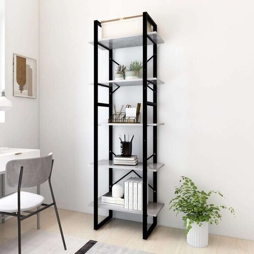 vidaXL ormarić za knjige s 5 razina boja betona 60x30x175 cm iverica Cene