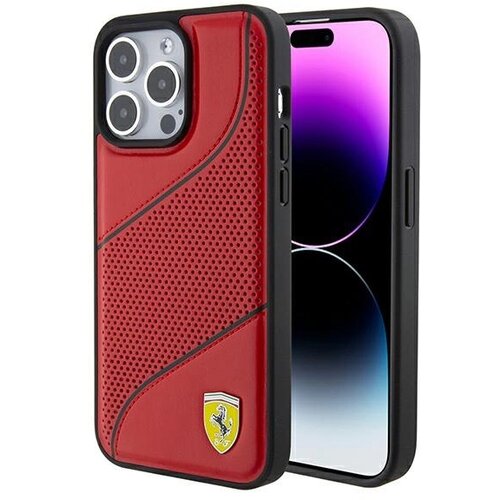 Ferrari OVITEK PERFORATED WAVES METAL LOGO ZA IPHONE 15 PRO MAX - RDEČ, (22064506) Cene