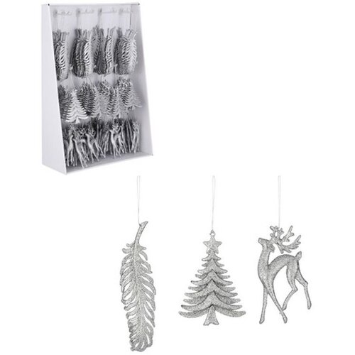  Novogodišnja dekoracija - hanging winter 14cm 1082548 - silver - edl Cene