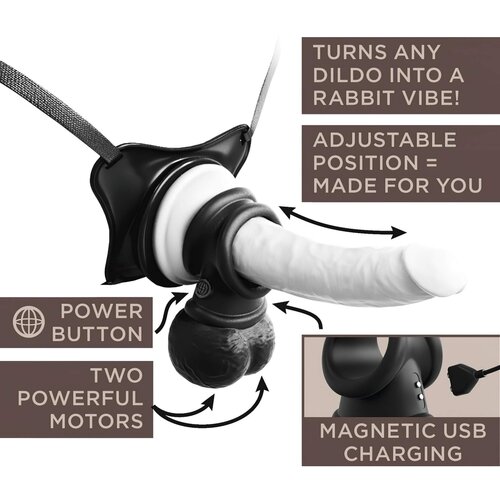 King Cock Elite Crown Jewels - njišući testis, vibrirajući prsten za penis (crni) Cene