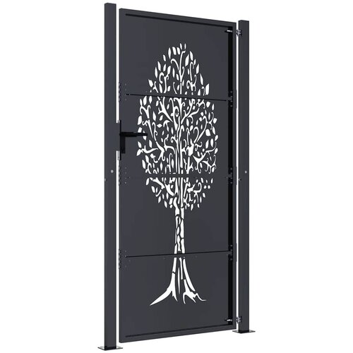  Vrtna vrata antracit 100x200 cm čelična dizajn stabla Slike