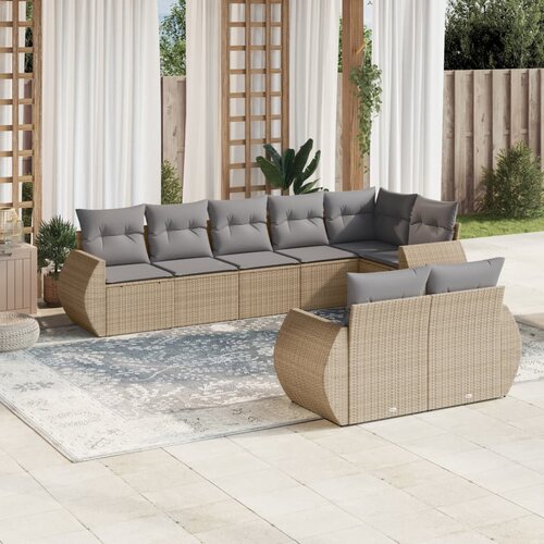 vidaXL 8-dijelni set vrtnih sofa od poliratana s jastucima bež Cijene