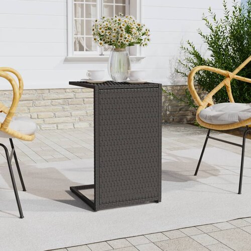vidaXL Mizica v obliki črke C črna 40x35x60 cm poli ratan Cene