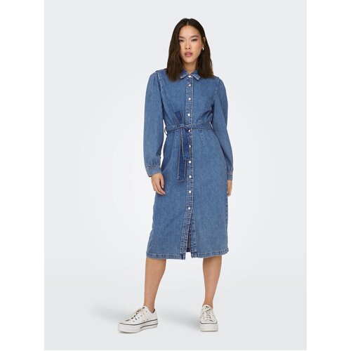 Only Blue Denim Shirt Midishdress Idun - Women Cene