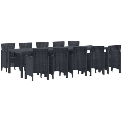  Vrtni Trpezarijski Set Od 11 Dijelova Antracit Poli Ratan  Vrtni Stol Antracit 150x100x73 cm Poli Ratan  Vrtne Stolice 2 kom Ant Cijene