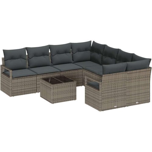  Set vrtnih sofa od 9 komada s jastučićima siva poli ratan  2-sjedalna vrtna sofa s skladištem i jastučićima siva poli ratan Cijene