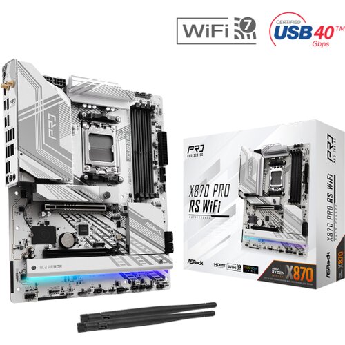 AsRock MB X870 PRO RS WIFIAMD X870, 4xDDR5, 3xM.24xSATA, WIFI7, USB4, RAID, ATX, 2.5G LAN Cijene