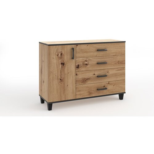 ADRK Komoda POLA 02 v hrastu Artisan s �rnimi detajli - HRAST ARTISAN Cene