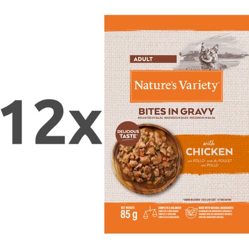 Nature’s Variety Nature's Variety Bites in Gravy Cat Adult pi&scaron;čanec v omaki, vrečka - 85 g 12 x 85 g Cene