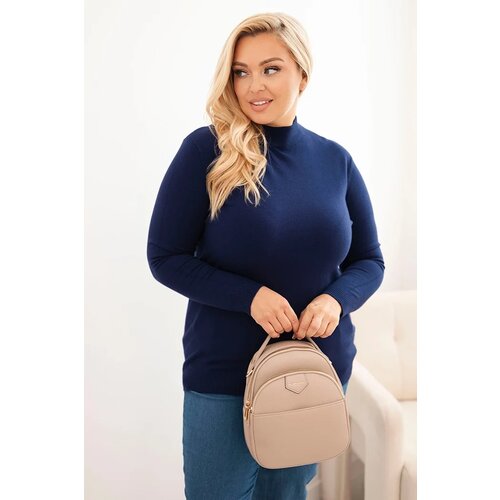 Kesi Włoski Plus Size women's sweater made of viscose with a turtleneck navy blue Cene