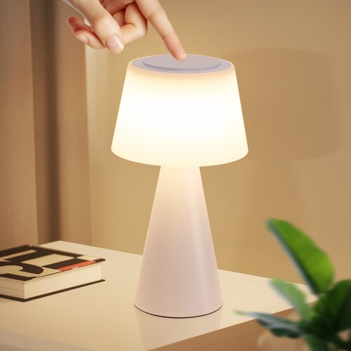 Nettlife Lampe de table &amp;agrave; piles, lampe de chevet LED - 3600mhA sans fil, lampe tactile &amp;agrave; intensit&amp;eacute; variable avec batterie rechargeable USB blanche, (22144001) Slike
