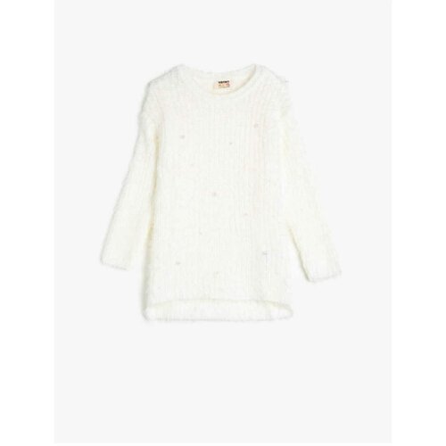 Koton Girl Ecru Basic Crew Neck Long Sleeve Knitwear Sweater Slike