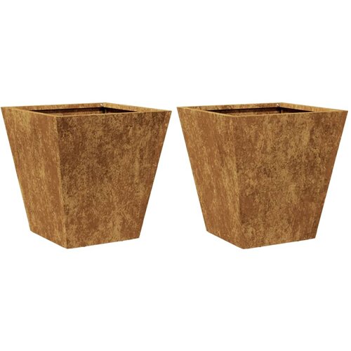 Maison Chic Cvetlično korito - Cvetlični Lonec 2 kosa 30x30x30 cm Weathering Steel, (21789218) Slike