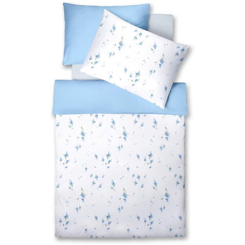 Fleuresse POSTELJNINA 140/200 cm mako saten bela, pastelno modra, žajbljevo zelena Slike