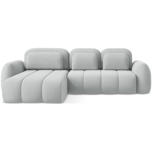 Makamii Svijetlo siva sklopiva/s prostorom za odlaganje kutna garnitura od boucl&amp;eacute; tkanine (s lijevim kutom/s ležaljkom) Pele &amp;ndash; Slike