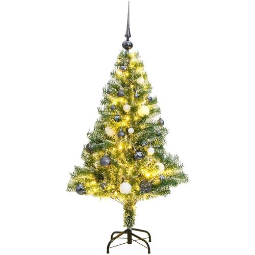 vidaXL Umetna novoletna jelka s 150 LED, bunkicami in snegom 120 cm Cene