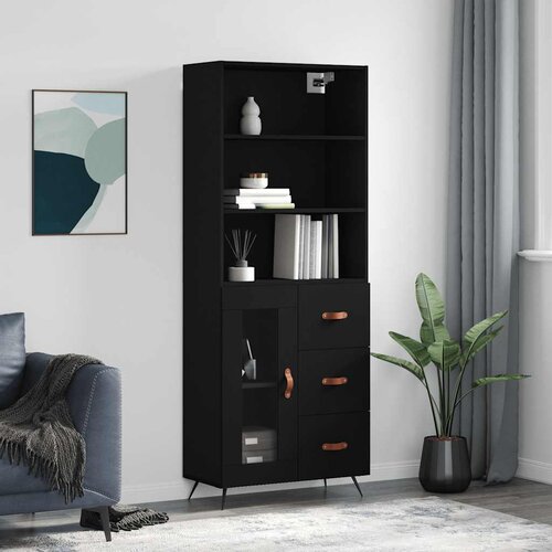  Visoka komoda crni 69,5x34x180 cm konstruirano drvo Cene