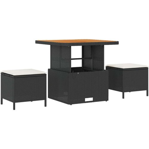  12-delni vrtni sofa set z blazinami črni poli ratan akacija Cene